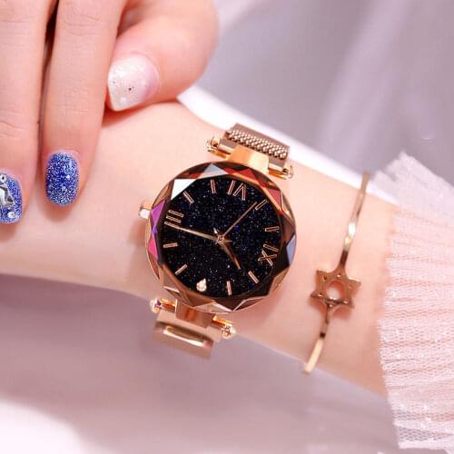 Student Ladys watch High Quality Luxury Starry Sky Women Watches Magnetic Mesh Belt Band Watch Womens Fashion Dress Wristwatch