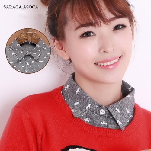 New Wholesale Retial Female Cotton Gray Shirt White Horse Fake False Collar Blouse Detachable Collars Apparel Accessories B63