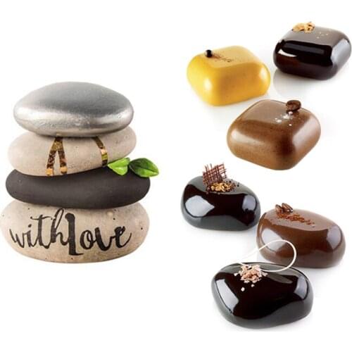 Stone Shaped Mousse Mold Silicone Cake Mold Ice Cube Chocolate Pudding Maker Dessert Baking Dish Pan Cake Decorating Tool