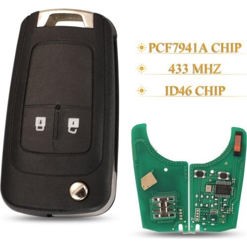 Kutery 2 Buttons Remote Car Key Fob 433MHz PCF7941A ID46 For Opel Vauxhall Corsa D Meriva B G4-AM433TX