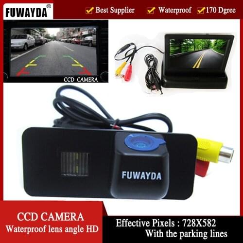 FUWAYDA night vision Car RearView Camera for VW Phaeton Scriocco Golf 4 5 6 MK4 MK5 EOS Lupo Beetle 4.3Inch foldable LCD Monitor