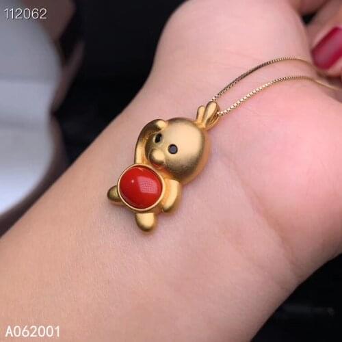 KJJEAXCMY fine jewelry natural red coral 925 sterling silver women gemstone pendant necklace chain support test classic