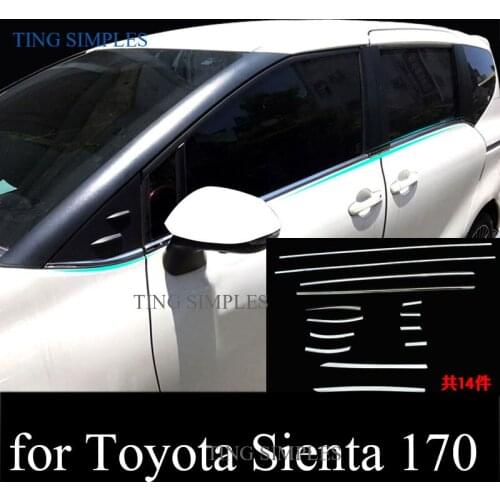 Stainless Steel Window Moulding Cover Strip Trim Kit For Toyota Sienta 2015 2016 2017 2018 Silver Window Sticker Car Accessories