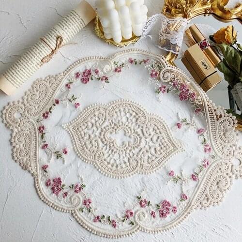 Lace Table Placemat Embroidery Place Mats Anti-scald Coaster Pad Craft Decorative Desk Cabinet Furniture Cover Home Decor