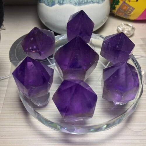 Quartz wand natural amethyst crystal point Seven Star Group Reiki Healing Specimen