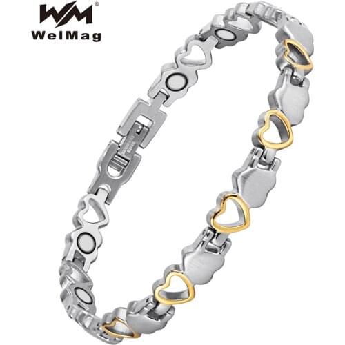 Welmag Healthy Stainless Steel Magnetic Bracelet Power Therapy Magnets Bangles Lovers Heart Bracelet & Bangles Jewelry 2021
