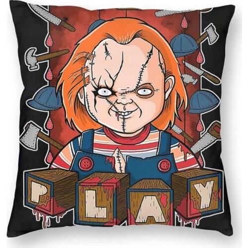 Fashion Scary Chucky Throw Pillow Cover Home Decorative Custom Square The Killer Doll Cushion Cover 40x40cm Pillowcover for Sofa