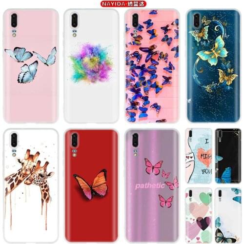 Soft Case for Huawei P40 P30 P20 P10 P9 Lite Pro P Smart Z 2019 p40 Aquarela Butterfly Pink