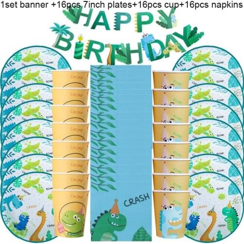 49pcs Dino Party Supplies Jurassic World Dinosaur Disposable Tableware set Paper plates Cup Birthday Party Babyshower Boy Decor