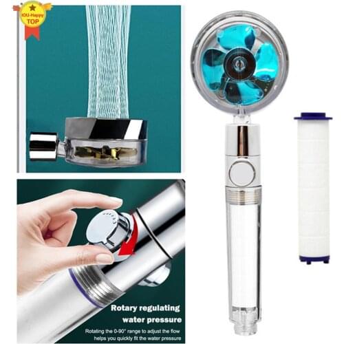 NEW Shower Head Water Saving Flow 360 Degrees Rotating With Small Fan ABS Rain High Pressure spray Nozzle Bathroom Accessories