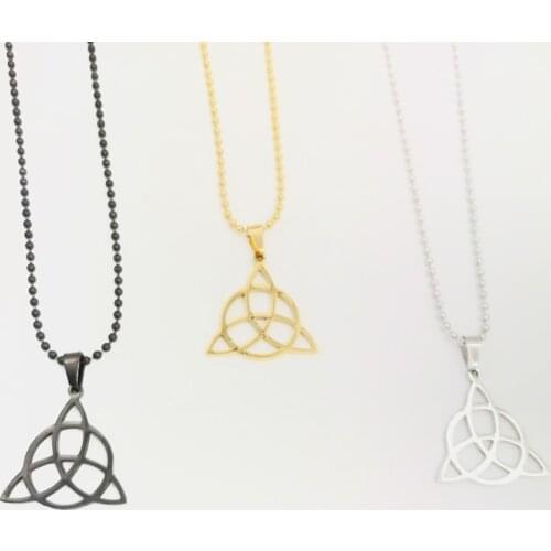 Charming Stainless Steel Trinity Knot Triangle Necklaces Pendant Viking Statement Jewelry High quality Women Ethnic Irish gift