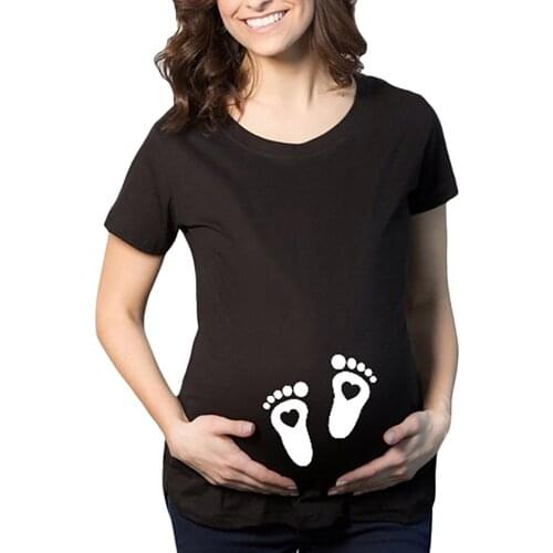 Maternity Clothes Women Cute Baby Pattern Print Short Sleeve Casual T-shirt Pregnant Tops Plus Size Tee Shirt Femme Enceinte