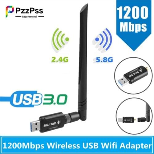 PzzPss USB 3.0 1200Mbps Wifi Adapter Dual Band 5GHz 2.4Ghz 802.11AC Wifi Antenna Dongle Network Card For Laptop Desktop PC