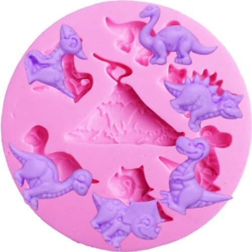 Cake Tools cute dinosaur silicone mold family Decorating Cupcake decorating Gumpaste fondant tool mould