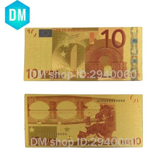 Hot Sale Euro Banknote BANK NOTE 10 Euro Color Banknotes 24KT 99.9% Gold Money Replica for Gift