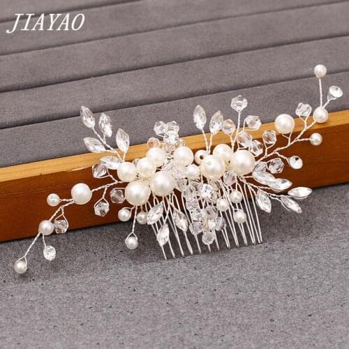Wedding Hair Comb Pearl Hair Accessories Head Jewelry Pearl Rhinestone Bridal Hair Comb Headband Womens Accessories