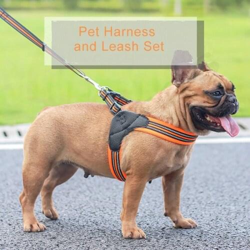 Hot Style Dog Harness Reflective Breathable Pet Chest Strap Fashion Quick Release Dog Heash and Leash Sets Pet Supplies