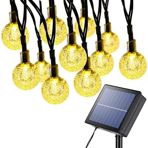 Outdoor Garden Solar String Lights Crystal Globe Balls Fairy Lights 8 Modes Waterproof for Patio Yard Bistro Balcony Decoration
