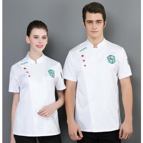 Breathable Mesh Short Sleeve Master Chef Uniform Catering Restaurant Bakery Kitchen Jacket Men and Women Cook Workwear Shirt