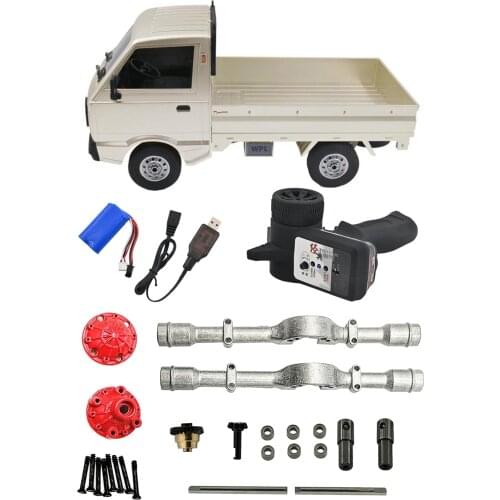 WPL D12 1:10 RC Truck On-Road 4WD Climbing Car RC Toys w/ Metal Rear Axle Differential for Boys Kids Adults