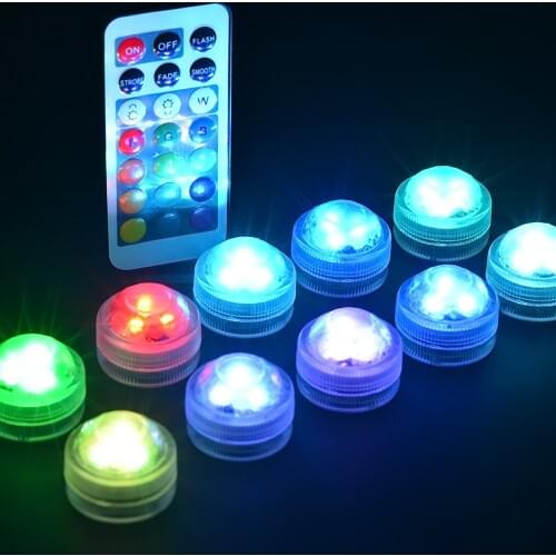 XUNATA 1pc RGB LED Submersible Waterproof Remote Control Floral Tea Candle Light for Vase Bowls Party Wedding Holiday Decoration