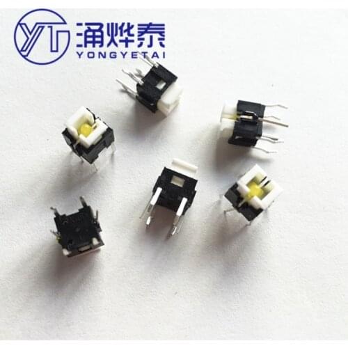 YYT 10PCS Illuminated button 6*6*7 tact switch red blue white green emerald green LED luminous button 6x6