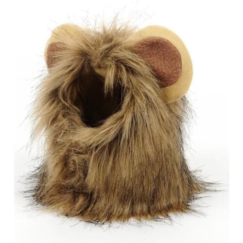 Funny Cute Pet Cat Costume Lion Mane Wig Cap Hat Brown Hats For Cats Headgear Lion Head Fake Ears A New Pet Funny Hat Cat