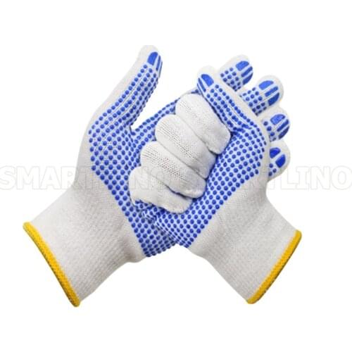 10 Pairs Hand Working Gloves Blue PVC Dot Grip Safety Protection Cotton Gloves for Household Cooking Industrial Construction