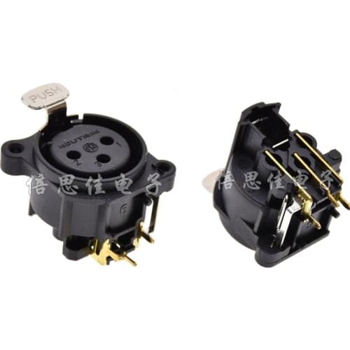 10PCS/Lot XLR Audio Female Socket/Jack Connector 3-Poles 90-Degrees PCB Mounting Panel