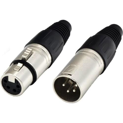 100pcs/lot Male & Female 4-Pin XLR Microphone Audio Cable Plug Connectors Cannon Cable Terminals