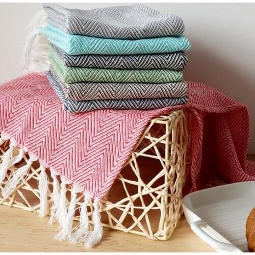 2pcs Tea Towel With Tassels Cotton Napkin Tableware Cleaning Cloth Kitchen Dish Towel 38x62cm/15"x24"