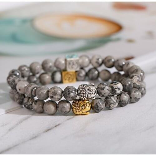 2020 Classic Men OM Buddhism Tibetan Beaded Bracelet Homme Cube Natural Chakra Lava Stone Diffuser Bracelets Dropshipping