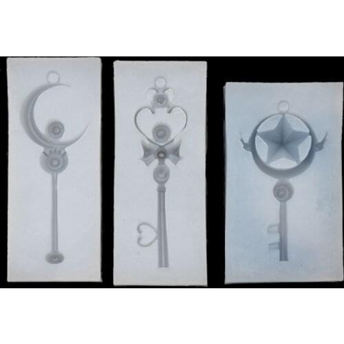 3Pcs Magic Wand Silicone Mold Key Star Moon Heart Shape Stick Mould Jewelry DIY