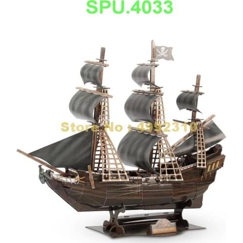 155pcs the queen annes revenge ship 3d paper modal puzzle Toy