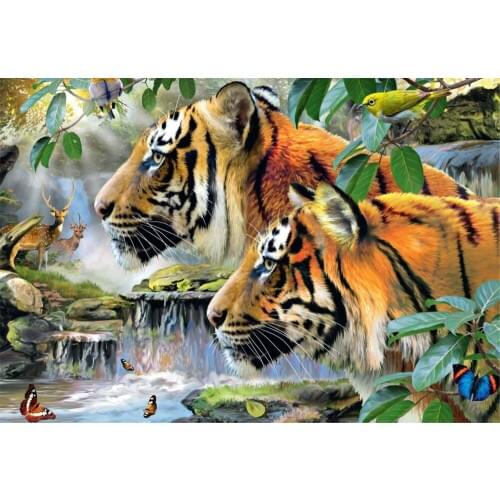 5D Diamond Painting Cross Stitch Animal Tiger Diamond Mosaic Rhinestone Stick Painting Square Drill Diamond Embroidery Painting