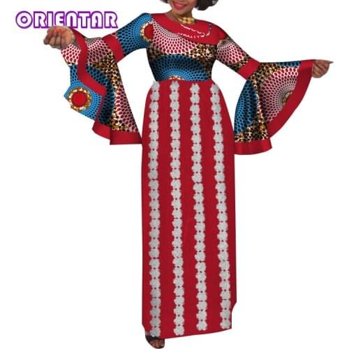 African Dresses For Women Fashion Flare Sleeve Long Ankara Dress Autumn African Clothing Private Custom Plus Size WY1295