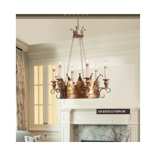 American retro chandelier wrought iron to make old antique lamps Crown chandelier Princess room decorative lamps