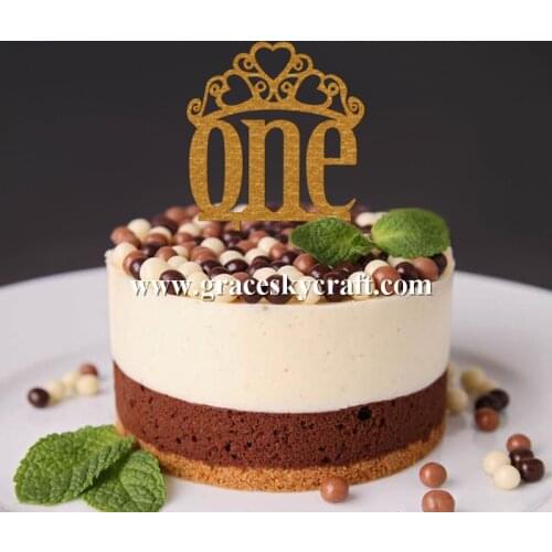 Free Shipping Acrylic silver gold glitter Wedding Cake Picks ,Custom one year birthday Crown Design Wedding cakes toppers