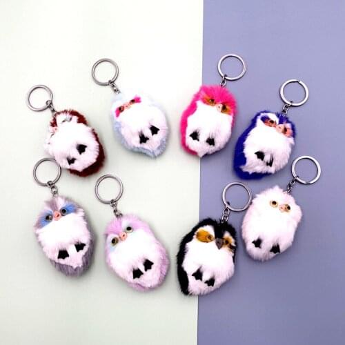 Owl keychain cute cartoon plush pendant bag doll pendant fur car key ring chain girl backpack pendant accessory jewelry gift