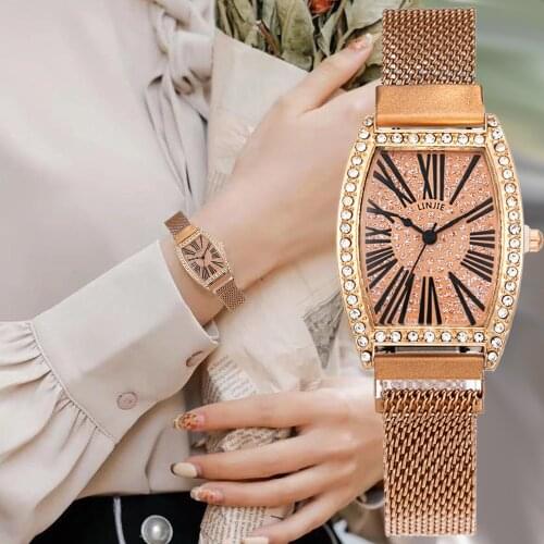 Womens Fashion Luxury Watches Qualities Ladies Quartz Wristwatches Gypsophila Rectangle Woman stainless steel Clock Reloj Mujer