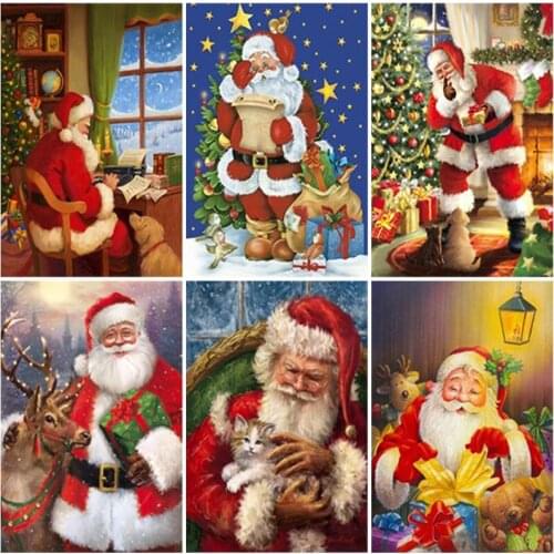 Diy Santa Claus 5d Diamond Painting Christmas Gift Cartoon Diamond Embroidery Cross Stitch Handcraft Wall Art Kits Home Decor