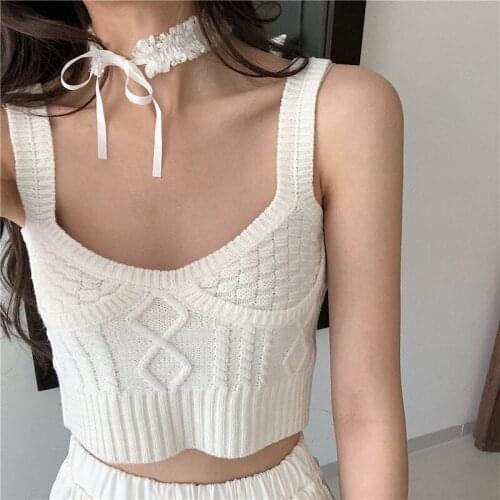 Women Tanks Tops 2021 Spring-Summer Top Knitted Camisole for Women Camis Crop Top For Women