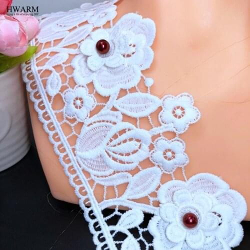 HWARM 10yard 7.8cm Women Skirt Accessories DIY 3D African Lace Fabric With Beads Handwork Wedding Decoration Arts Craft Sewing
