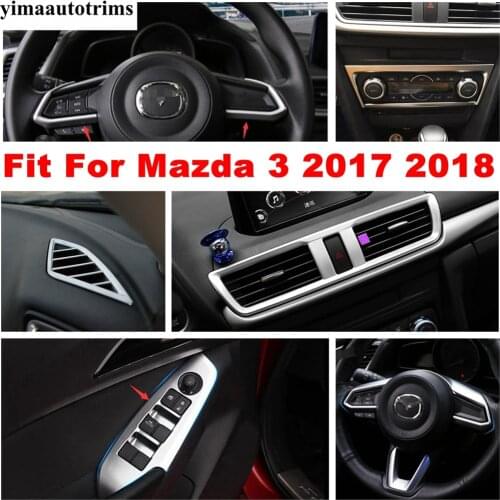 Armrest Lift Button Central Control Frame Air AC Panel Cover Trim Accessories For Mazda 3 2017 2018 ABS Matte Interior Refit Kit