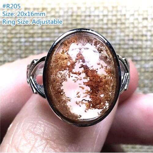 Top Natural Ghost Phantom Quartz Ring Jewelry For Woman Man Lady Crystal 20x16mm Oval Beads Silver Garden Adjustable Ring AAAAA