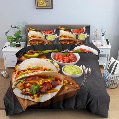 Food Bedding Set Comforter 2/3Pcs Duvet With Pillow Covers Single/Double/Twin/Full/Queen/King Size
