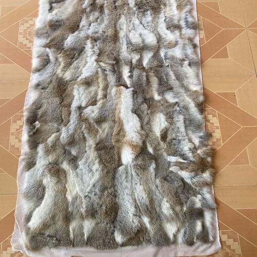 Natural Patchwork Rabbit Fur Plate Real Rug Blanket Decorative Rugs For Living Room Christmas