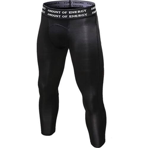 3/4 Length Men Compression Running Leggings Mens High Elasticity Quick Dry Sport Tights Gym Fitness Leggings Men Cropped Pants
