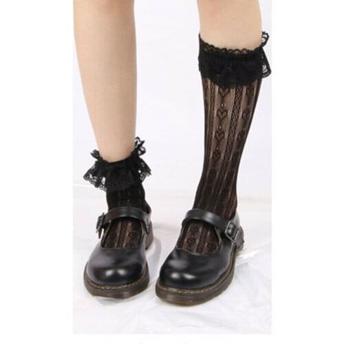 Fashion Lolita Gothic Calf Ankle Knee Ruffle Women Girl Sexy Lace Socks Stocking Size 4 -6Y
