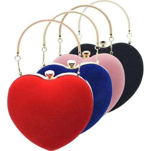 Fashon Lady Shape Red Heart Shoulder Bag Women Clutch Evening Bag Luxury Girl Handbags Female Wedding Party Wallet Crossbody Box